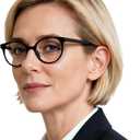 OCCI CHIARI Blue Light Reading Glasses Women Computer Round Readers for Petite Face (Black)