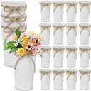 Ziliny 10 Pack 4.3 Inch Galvanized Metal Flower Vases Bulk Small Floral Flower Bucket Rustic Vintage Farmhouse Vases for Centerpiece Country Wedding Party Decor Western Home Table(White)