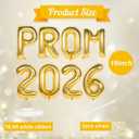 7 x Prom 2026 Balloons Banner Gold 16 inch Mylar letter Balloons Prom 2026 Sign Decoration for Graduation Party Birthday Retirement Class of 2026 Congrats Grad Party Supplies