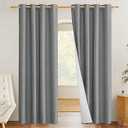 NICETOWN 100% Absolutely Blackout Linen Curtains with Thermal Insulated White Liner, Dove Grey, W52, 2 Pieces, Noise Reducing Textured Linen Look Curtains for Windows 120 inch Length for Classroom