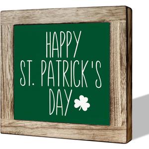 ST Patrick's Day Decor, Happy St. Patrick's Day Sign, Wooden Box Signs for Home Decor, Farmhouse Decor Sign, St. Patrick's Day Table Decor, Decorations for St. Patrick's Day Party, Front Door Decor (Green)