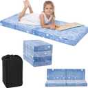 MeMoreCool Kids Folding Mattress, Trifold Mat Foldable Floor Mattress for Kids, 63x26 Tri Fold Floor Mat with Washable Cover and Carry Bag, Portable Floor Mat for Sleepover Daycare, Blue Astronaut