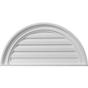 Ekena Millwork 24"W x 12"H x 1 1/8"P, Half Round Gable Vent Louver, Non-Functional