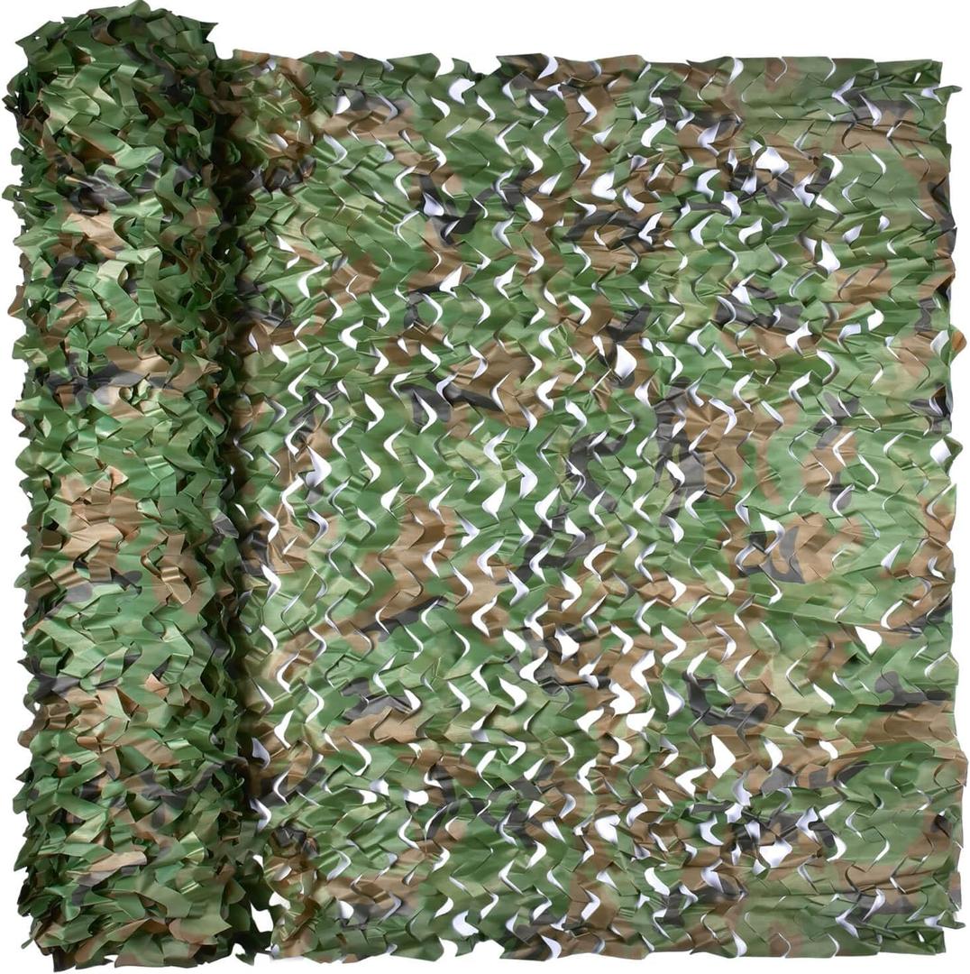 Camo Netting, Camouflage Netting, Hunting Blind Camo Net, Army Party Decorations, Sunshade Fence Nets, Lightweight, Bulk Roll, Mesh, Great for Camping, Shooting, Photograph, Car Cover, Outdoor (10ftx20ft, Woodland)