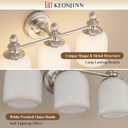 Keonjinn Brushed Nickel Bathroom Light Fixtures, 4-Light Vintage Vanity Lights for Mirror with Frosted Glass Shades, UL Listed E26 Base Reversible Vanity Lighting Fixtures for Wall(Bulbs Not Included)