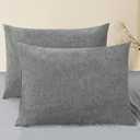 Throw Pillow Covers Decorative 20 X 26 Inches Pack of 2 Cozy Chenille Standard Pillow Shams Cases for Couch Sofa Bed Living Room Home Medium Grey
