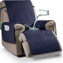 Ruaozz 100% Waterproof Recliner Chair Cover Non-Slip Oversized Reclining Cover for Large Recliner Chair Washable Chair Seat Cover with Elastic Straps for Kids, Dogs, Pets (Dark Blue, 28'')