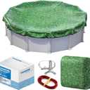 18 ft Above Ground Round Pool Cover, Floral Serenity Design, Extra Thick & Durable, Sapphire Series of Premium Cold and UV-Resistant Pool Cover