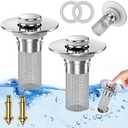 Bathroom Sink Stopper Hair Catcher, Pop-up Sink Drain Strainer with Removable Stainless Steel Strainer Basket Hair Catcher, Bathroom Sink Strainer for Bathroom Sink Stopper Replacement. (2PCS)