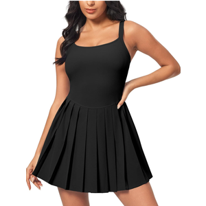 IUGA Tennis Dresses for Women with Shorts Easy Pezzy Athletic Dress for Women Adjustable Straps Workout Dress Removable Pads, XS