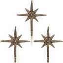 3 Pcs Cast Iron 8 Pointed Atomic Starburst Cute Wall Hooks Mid Century Star Hooks Modern Decor Easy Install Decorative Towel Hook for Coats Aprons Hats Vintage and Eclectic Decor