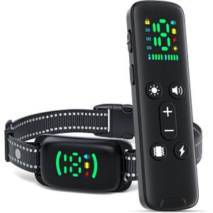 Dog Shock Collar with Remote for 8-120 lbs Medium Large Dogs, 3300FT Rechargeable IPX7 Waterproof Shock Collar for Dogs with Light (0-3), Beep (1-8), Vibration(1-18), Safe Static(1-18)