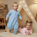 Baby Sleep Suit 1.0TOG Long Sleeve Wearable Blanket with Legs, Soft Sleeping Bag with Feet (Newborn to 24 Months)