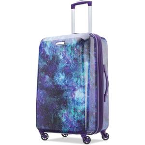 American Tourister Moonlight Hardside Expandable Luggage with Spinner Wheels, Cosmos, Checked-Medium 24-Inch