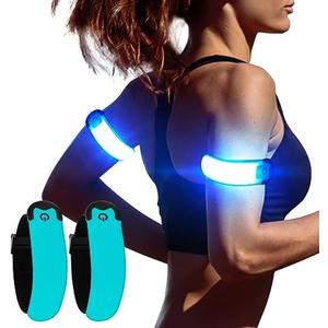 KOSKILL LED Armband Running USB Rechargeable(2 Pack), High Visibility Wristband for Runners, Joggers, Pet Owners, Cyclists, Adjustable Waterproof Reflective Bracelets for Night Running, Walking, Blue