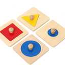 Thoth Montessori Single Shape Puzzle First Shapes Jumbo Wooden Puzzle Board Knob Wooden Puzzle Geometric Shape Puzzle Early Education Material Sensorial Toy for Toddler Shape & Color Sorter (4 Pieces)