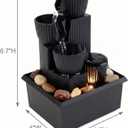 USB Tabletop Water Fountain with Real Stones & Yellow LED – Compact Indoor for Office, Home, Yoga & Meditation – Soothing Waterfall Feature, Quiet Pump, No-Brand – Black
