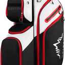 UNIHIMAL Golf Cart Bag, 15 Way Organizer Divider Top with Handles and Rain Cover (Black-White)