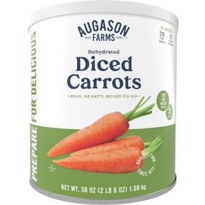 Augason Farms Dehydrated Diced Carrots Emergency Food Supply, 216 Servings, 25 Year Shelf Life, Great for Cooking, Baking, and Snacks - Dehydrated Meals, Survival Food Camping Essentials Can, 38 oz (EXP 07/07/36)