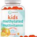 Methylated Multivitamins Gummies for Kids, 120 Count | Sugar Free Orange Flavored | 20-in-1 Complete Formula with DHA, Lutein, Probiotics, B12, Folate & More | Essential Vitamins & Minerals | Non-GMO, BBD 09/09/2027