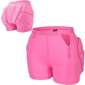 Kids Padded Shorts with Zipper, Crash Butt Pads for Hip Tailbone & Butt,Snowboard Impact Protective Pad Pants for Youth Child (X-Small, Pink)