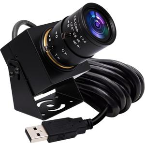 ELP 4K USB Camera With Microphone - Manual Zoom Webcam 2.8-12mm Variable Focus, IMX317 UVC USB2.0 Security Camera 8MP Industrial Close-up for Computer Raspberry Pi