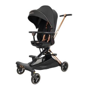 Lightweight Folding Stroller Wagon for Baby & Toddler Travel, 360 Reversible Seat, Adjustable Canopy with Storage Basket, Airplane-Friendly Compact Umbrella Stroller,Glory Black