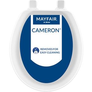 Mayfair Cameron White Toilet Seat, Non Slip Heavy Duty Wood, Easy Clean, Round