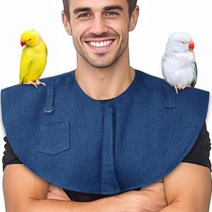 Parrot Anti-Scratch Shoulder Protector, Hang Bird Anklet Toys, Multi-Functional Pet Training Pad Poop Diaper Anti-bite Shawl for Parakeets Cockatiels Macaws Finches (Large, Blue)