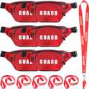 Hiboom 27 Pcs Guard Costume Supplies Guard Fanny Pack with Whistle Lanyard First Aid Hip Pack Whistle with Lanyard Adjustable Strap Zipper Pouch Red Emergency Equipment Set