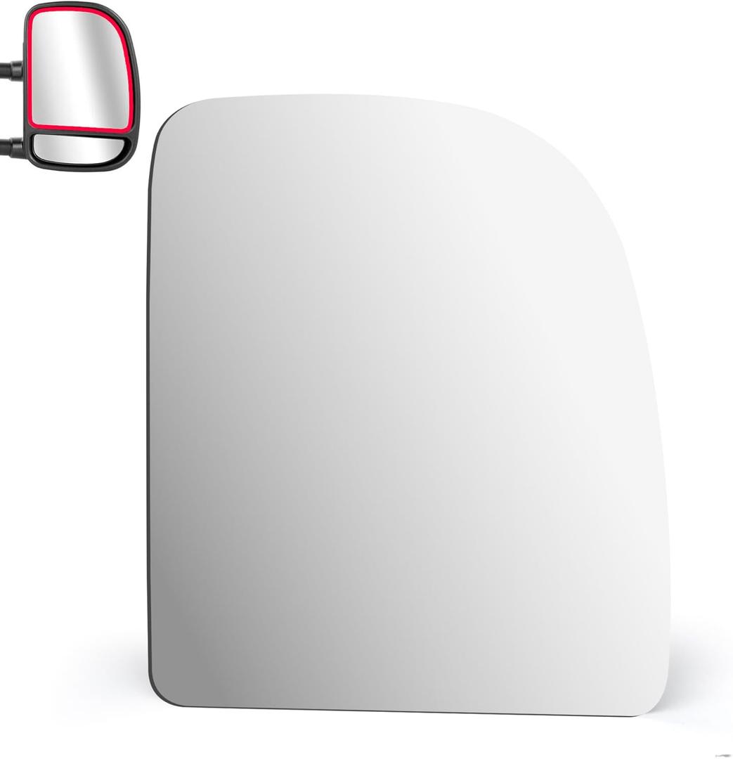 NEYASU Passenger Right Side RH Mirror Glass fit for 1999-2014 Ford E-Series F250 F350 F450 F550 Super Duty Excursion Econoline Upper Towing Mirror Flat Glass Replacement With Adhesives No Heated