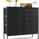 6-Drawer Dresser for Bedroom, Anti-Tip Wide Storage Organizer, 13.8"D x 38.2"W x 30"H