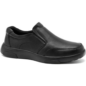 OrthoComfoot Men's Orthopedic Leather Dress Walking Shoes: Comfortable Plantar Fasciitis Oxfords with Arch Support, Business Diabetic Slip-On Loafers for Foot and Heel Pain Relief (9, W1-black)