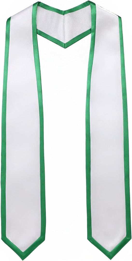 Unisex Adult Graduation Honor Stole Classic End With Trim 72" Long (Green)