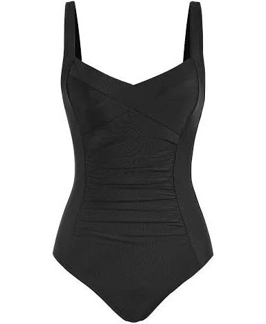 Black Ruched Tummy Control One-Piece Swimsuit 12