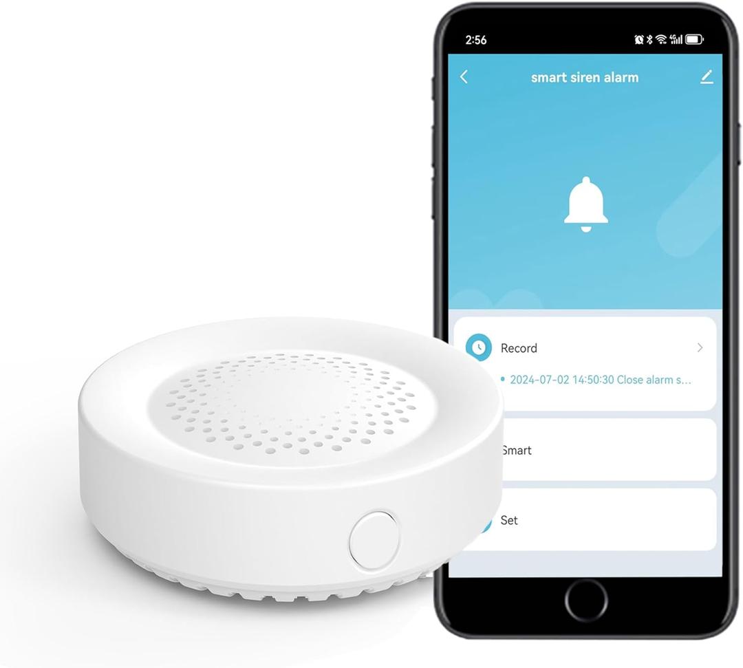 WiFi Smart Siren Alarm: 100db Sounder, App Control, Wireless Burglar Alarm, Compatible with Alexa