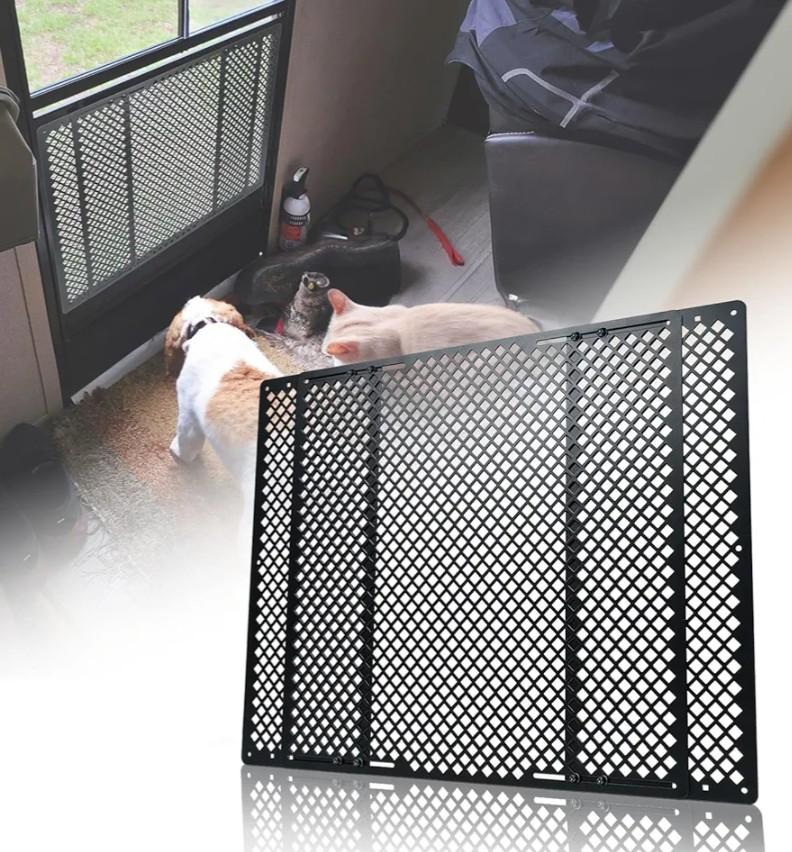 RV Screen Door Protector for Dogs, Adjustable RV Screen Door Pet Protector Guard, Black(Patented Design)