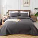 HENGWEI Dark Gray Queen Size Quilt Set,Lightweight Microfiber Quilts Reversible Bedspreads 3 Pieces,Bedding Coverlet(Includes 1 Quilt,2 Pillow Shams)