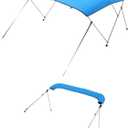 VEVOR 3 Bow Boat Bimini Tops, 600D Polyester Canopy with Aluminum Alloy Frame, Waterproof & Sun Shade Boat Awning Canopy with Storage Bag, 2 Support Poles, 4 Straps, 6'Lx(67"-72")Wx46"H, Pacific Blue