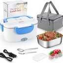 Electric Lunch Box Food Warmer 2 in 1, Portable Food Heater for Car and Home - Leak proof, Lunch Heating Microwave for Truckers with Removable Stainless Steel Container 1.5 L, 110V/12V