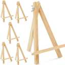 Juvale Mini Easel Stand - 7 in, Light Brown Lotus Wood, 6-Pack - Table & Desktop Display Stand - Place Card Holder & Photo Display