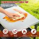 Outdoor Kitchen Island, Grill Cart with Drawer, Pizza Oven Stand, Movable 3-Shelf Prep Table with Side Table for Ninja Woodfire, Ooni Pizza Oven, Blackstone Griddle, Cuisinart, Cooking Station
