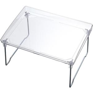 Tissting 31cm/12.2in Clear Acrylic Cabinet Shelf, Foldable Cabinet Storage Shelf Rack, Stackable Kitchen Counter Shelf Rack, Kitchen Counter Shelves for Counter Cabinet Pantry (1pcs)