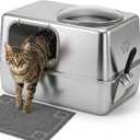 Enclosed Stainless Steel Litter Box with Lid, XL for Big & Multi Cats
