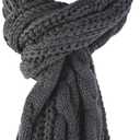 Aonal Womens Winter Scarf Cold Weather Thick Warm Cable Knit Wraps Chunky Large Soft Long Scarves (Dark Grey)