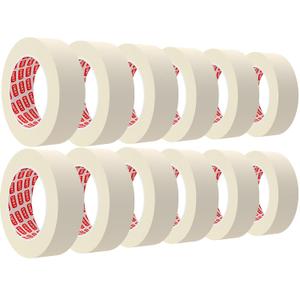 SWRT Masking Tape 1 inch x 55 Yards x 12 Rolls (660 Total Yards), Adhesive Painting Tape Bulk for General Purpose Beige White Color for Painting, Crafting, School Stationery, Arts, Home Use etc