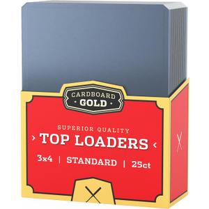 8 x Cardboard Gold - 35pt Top Loaders for Cards - 25 Count - Premium 3x4 Inch Trading Card Toploaders - Protect Your Baseball and Sports Cards with These Crystal Clear Hard Plastic Sleeves Protectors