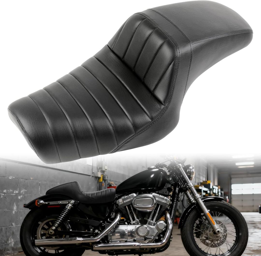 DREAMZIER Sportster Two-Up Seat, One-Piece Seat Front Rear Driver Passenger Seat Compatible With Harley Sportster Iron XL883 XL1200 (2004-2006, 2010-2022), Suitable for 2.3-3.3 GAL