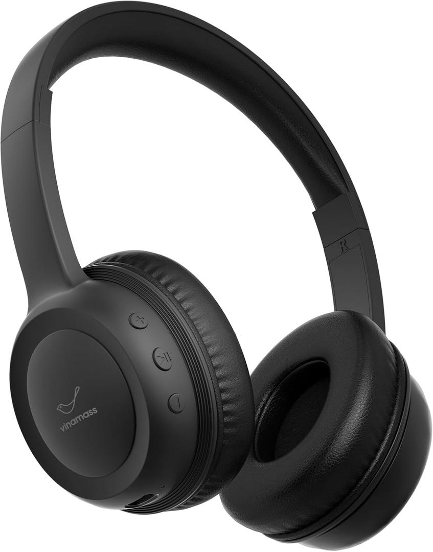 Vinamass Kids Bluetooth Headphones,Kids Wireless Headphone with 85dBVolume Limiter, 30H Playtime, Adjustable Headband,Over-Ear Headphones for Kid School Online Class Travel (Black)