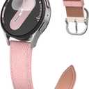 Two-Color Leather Band Compatible with Samsung Galaxy Watch 7/6 5 4 FE 40mm 44mm/5 pro 45mm/Classic/Galaxy Active 2, 20mm Leather Strap with Square Buckle for Samsung Watch Bands Women